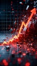 Financial collapse 3D chart shatters, bold red arrow plummets dramatically Royalty Free Stock Photo