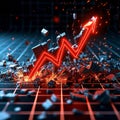 Financial collapse 3D chart shatters, bold red arrow plummets dramatically Royalty Free Stock Photo