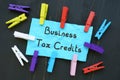 Financial concept about Business Tax Credits with sign on the sheet Royalty Free Stock Photo