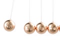 Financial concept, currency symbols pendulum. 3D rendering Royalty Free Stock Photo