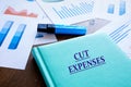 Financial concept about CUT EXPENSES with sign on the book Royalty Free Stock Photo