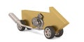 Financial concept engine arrow on wheels. 3D illustration