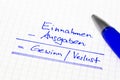 Financial concept in german language for earnings, income and tu Royalty Free Stock Photo