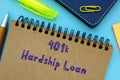 Financial concept about 401k Hardship Loan with phrase on the sheet Royalty Free Stock Photo
