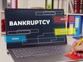 Financial concept meaning  bankruptcy debts creditors crisis with inscription on the page Royalty Free Stock Photo