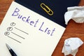 Financial concept meaning Bucket List with phrase on the piece of paper Royalty Free Stock Photo