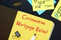 Financial concept meaning Coronavirus Mortgage Relief with phrase on the page