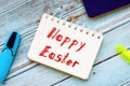Financial concept meaning Happy Easter with inscription on the page