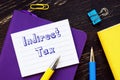 Financial concept meaning Indirect Tax with sign on the page Royalty Free Stock Photo