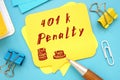 Financial concept meaning 401k Penalty with sign on the sheet