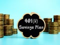 Financial concept meaning 401k Savings Plan with phrase on the piece of paper Royalty Free Stock Photo