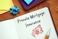 Financial concept meaning Private Mortgage Insurance with sign on the sheet
