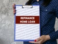 Financial concept meaning REFINANCE HOME LOAN with sign on the piece of paper