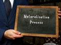 Financial concept about Naturalization Process with sign on chalkboard Royalty Free Stock Photo