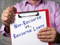 Financial concept about Non-Recourse vs. Recourse Loans with sign on the piece of paper