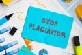 Financial concept about Stop Plagiarism with sign on the sheet Royalty Free Stock Photo
