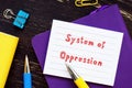 Financial concept about System of Oppression with phrase on the page Royalty Free Stock Photo