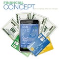 Financial Concept with Touchphone and Dollar Royalty Free Stock Photo