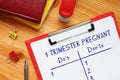 Financial concept about 1 TRIMESTER PREGNANT Do`s and Don`ts with phrase on the piece of paper