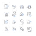 Financial consulting line icons collection. Investing, Asset management, Retirement, Wealth, Planning, Budgeting, Debt