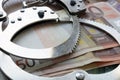 Financial crime in Europe Union. Euro and handcuffs. Royalty Free Stock Photo