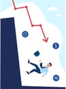 .Financial crisis, bankruptcy, vector illustration. The terrible situation of people left without money and without work