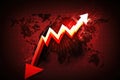 Financial crisis business graph on red impact Royalty Free Stock Photo