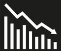 Financial crisis concept. Decreasing graph with falling columns. Vector illustration showing recession, bankruptcy