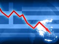 Financial crisis in Greece red arrow - concept news background illustration Royalty Free Stock Photo