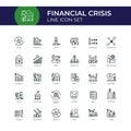 Financial crisis line icon set. Risk. Finance concept. Bankrupt business icons set. Can be used for topics like