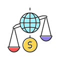financial crisis world scale color icon vector illustration