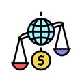 financial crisis world scale color icon vector illustration