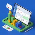financial data analysis on a digital tablet Isometric illustration Royalty Free Stock Photo