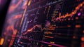 Financial data analysis displaying on computer screen with charts and code Royalty Free Stock Photo