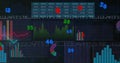 Financial data charts and graphs image over various numerical and graphical elements
