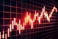 Financial data graph with fluctuating bars and warm orange glow