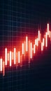 Financial data graph with fluctuating bars and warm orange glow