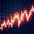 Financial data graph with fluctuating bars and warm orange glow