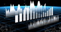 Financial data processing statistics recording over grid in background