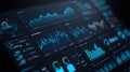 Financial Data Visualization Dashboard with Analytics Charts, KPI Metrics and Dark Interface Background Royalty Free Stock Photo