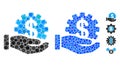 Financial Development Gear Hand Mosaic Icon of Circle Dots