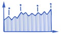 Financial diagram doodle. Blue area chart infographic