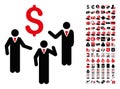 Financial Discussion Businessmen Persons Icon with 90 Bonus Pictograms