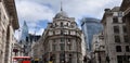 Stone versus glass architecture in London`s square mile Royalty Free Stock Photo