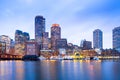 Financial District Skyline and Harbour at Dusk, Boston Royalty Free Stock Photo