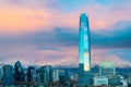 Financial district skyline with Los Andes Mountains in the back Royalty Free Stock Photo