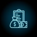 Financial, dollar, money, bag blue neon icon. Simple thin line, outline vector of saving money icons for ui and ux, website or Royalty Free Stock Photo