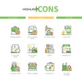 Financial and economic crisis - modern line design style icons set Royalty Free Stock Photo
