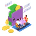 Financial Education Literacy Colored Isometric Composition