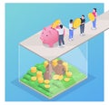 Financial Education Literacy Isometric Colored Composition